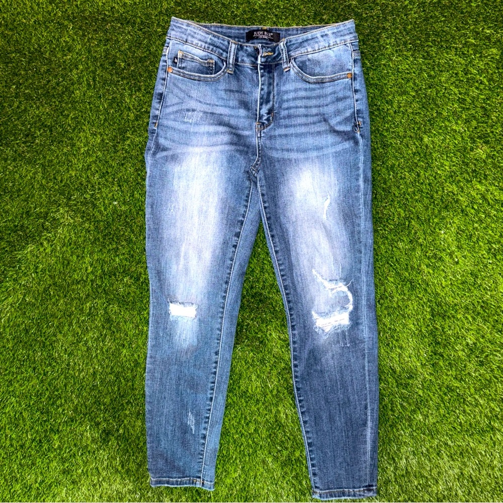 Judy Blue Relaxed Fit‎ Jeans 29 Stretch Distressed Mid Rise Denim JB8271DK